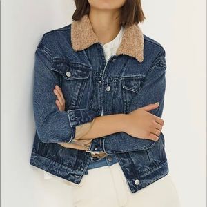 New Anthropologie Pilcro Sherpa-Trimmed Denim Jacket SP